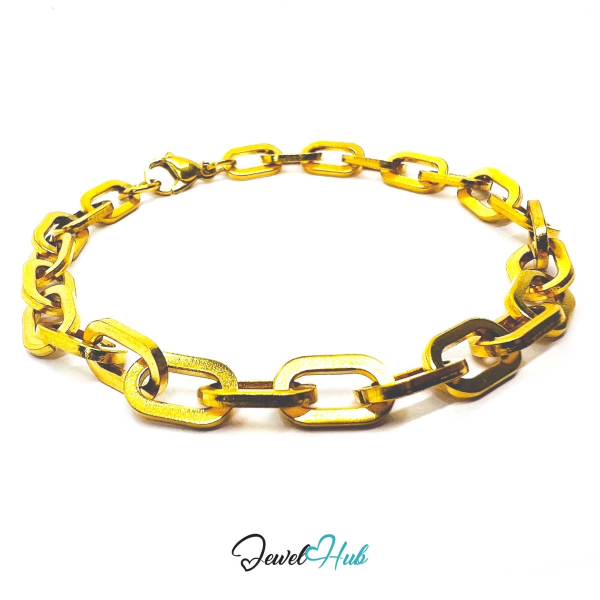 Stainless Steel Gold‑Plated MiniCharm™ Bold Paperclip Bracelet - JewelHub.co.uk