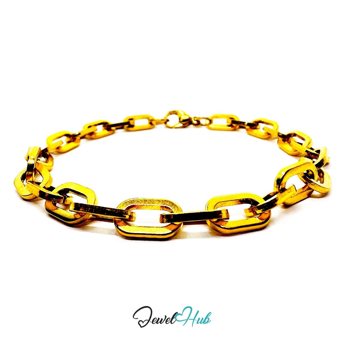 Stainless Steel Gold‑Plated MiniCharm™ Bold Paperclip Bracelet - JewelHub.co.uk