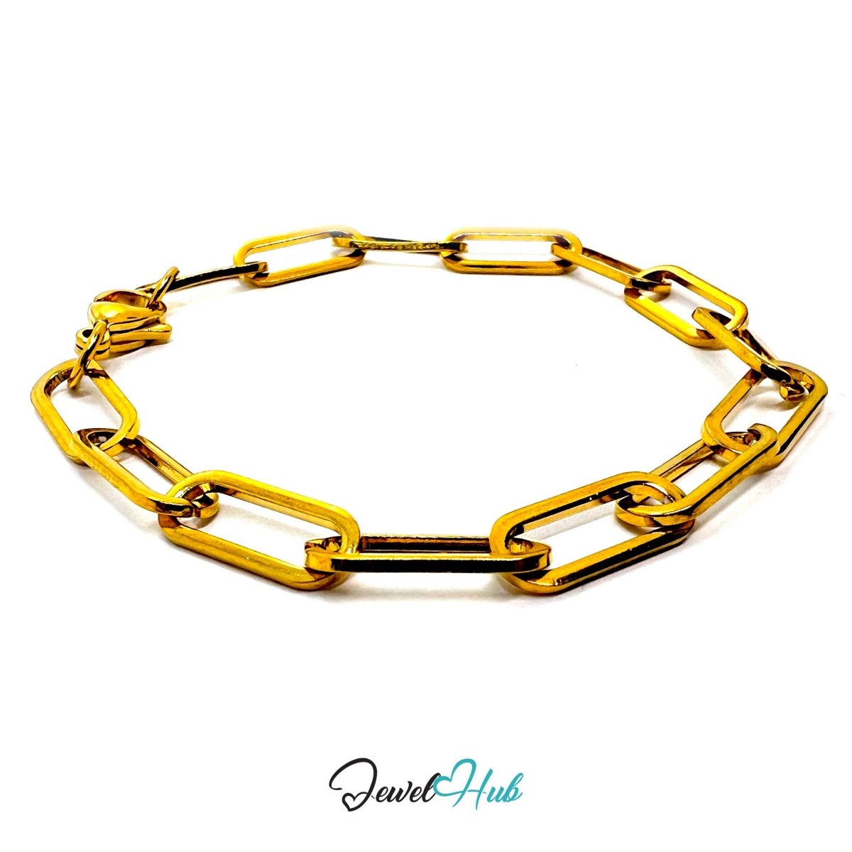 Stainless Steel Gold‑Plated MiniCharm™ Sleek Paperclip Bracelet - JewelHub.co.uk