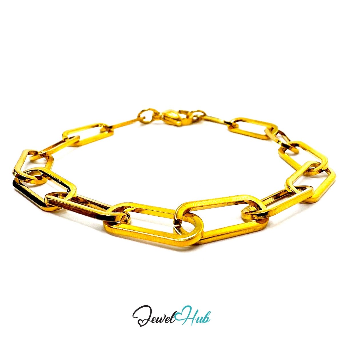Stainless Steel Gold‑Plated MiniCharm™ Sleek Paperclip Bracelet - JewelHub.co.uk
