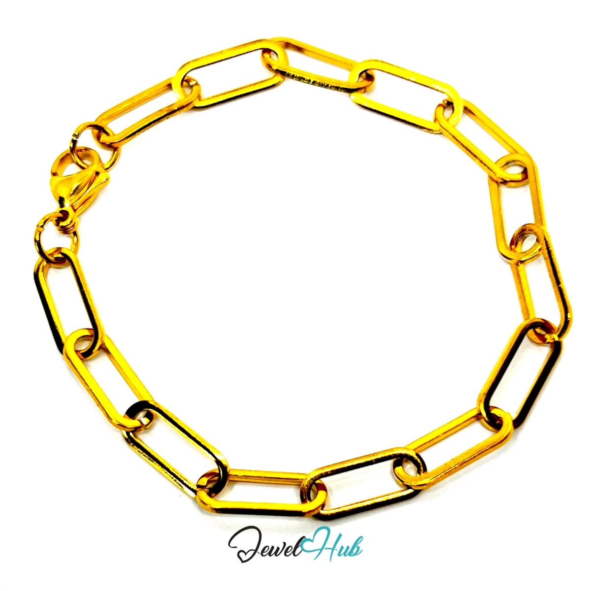 Stainless Steel Gold‑Plated MiniCharm™ Sleek Paperclip Bracelet - JewelHub.co.uk
