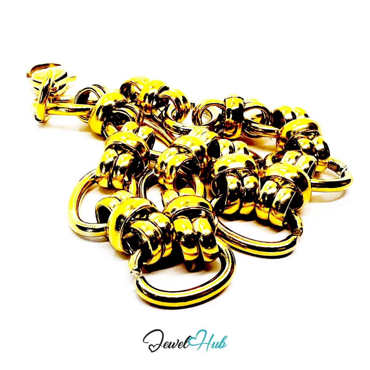 Stainless Steel MiniCharm™ Bold Orbit Double Band Gold Bracelet - JewelHub.co.uk