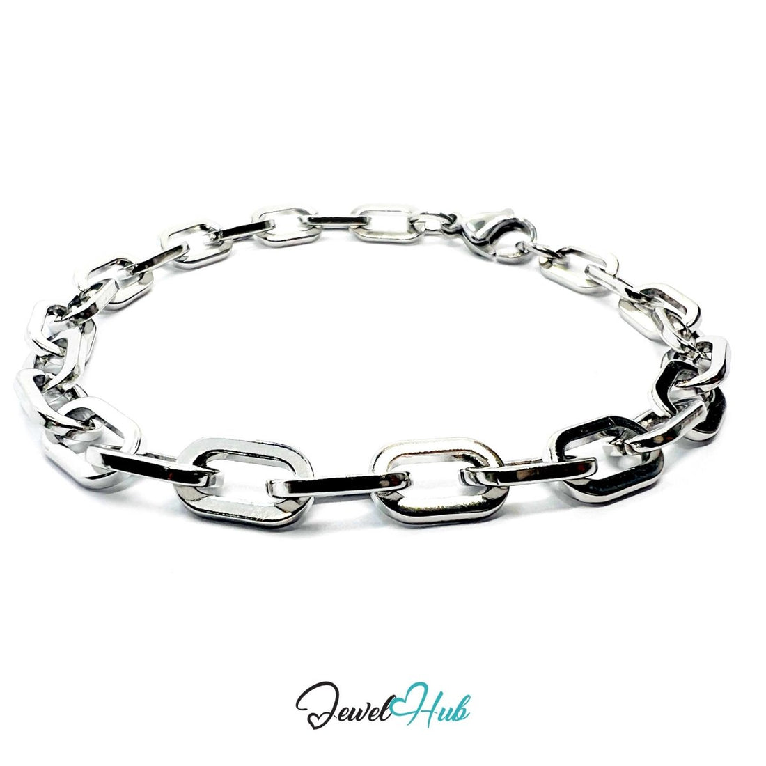 Stainless Steel MiniCharm™ Bold Paperclip Bracelet – Silver - JewelHub.co.uk