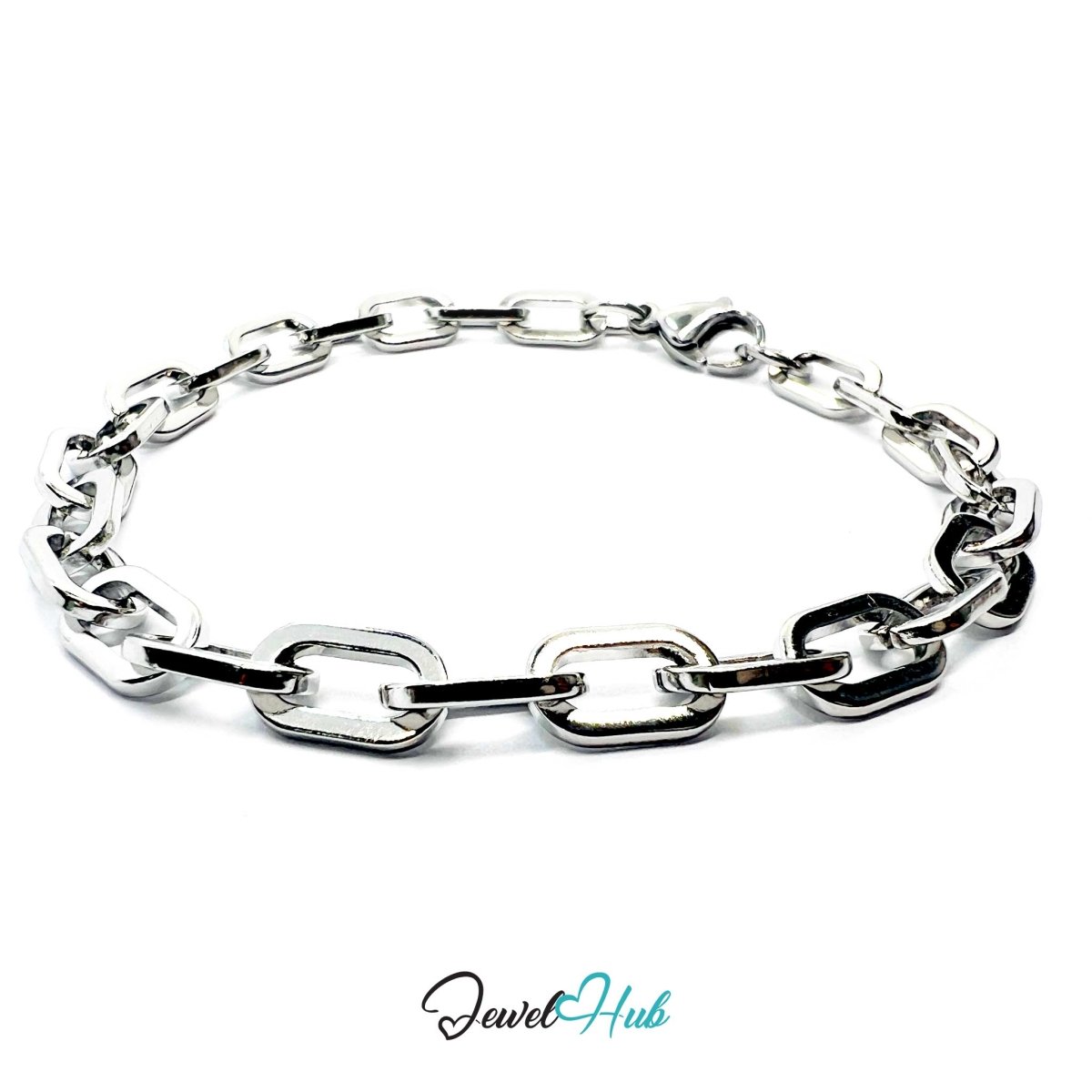 Stainless Steel MiniCharm™ Bold Paperclip Bracelet – Silver - JewelHub.co.uk