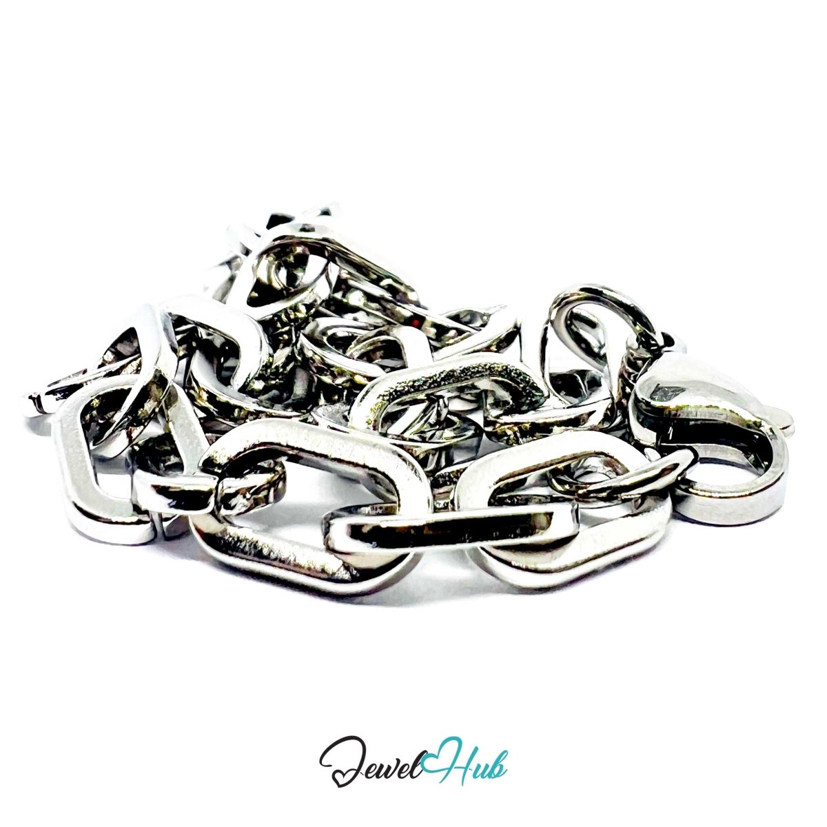 Stainless Steel MiniCharm™ Bold Paperclip Bracelet – Silver - JewelHub.co.uk