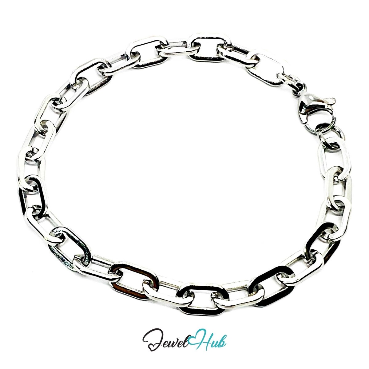 Stainless Steel MiniCharm™ Bold Paperclip Bracelet – Silver - JewelHub.co.uk