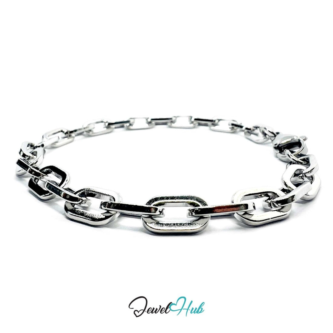 Stainless Steel MiniCharm™ Bold Paperclip Bracelet – Silver - JewelHub.co.uk