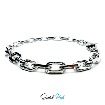 Stainless Steel MiniCharm™ Bold Paperclip Bracelet – Silver - JewelHub.co.uk