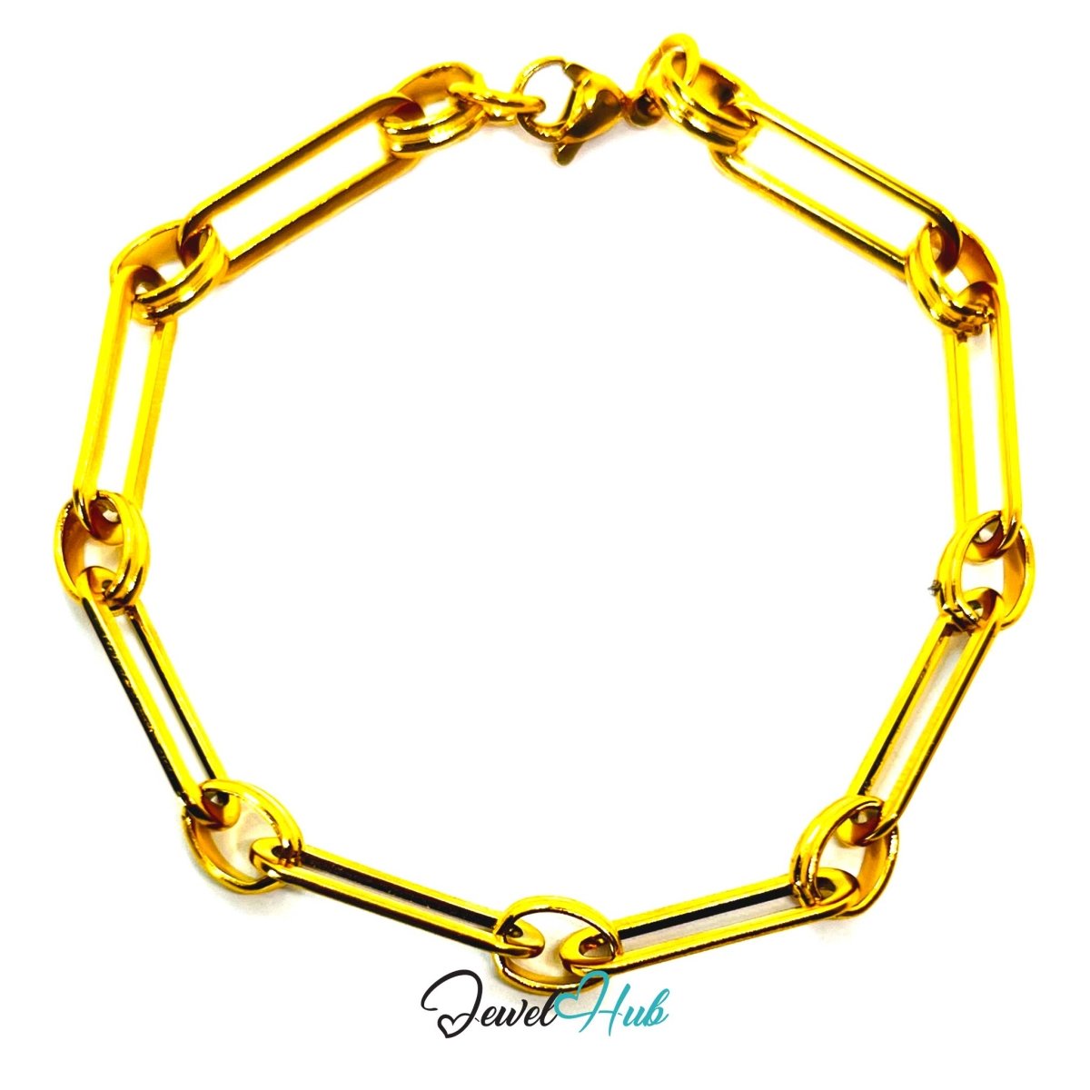 Stainless Steel MiniCharm™ Double bands Knot Paperclip Bracelet – Gold - JewelHub.co.uk