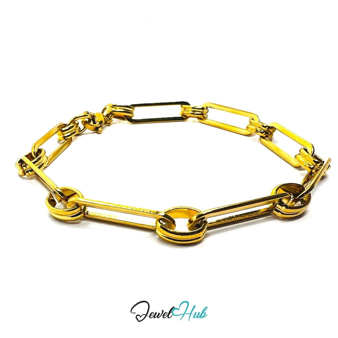 Stainless Steel MiniCharm™ Double bands Knot Paperclip Bracelet – Gold - JewelHub.co.uk