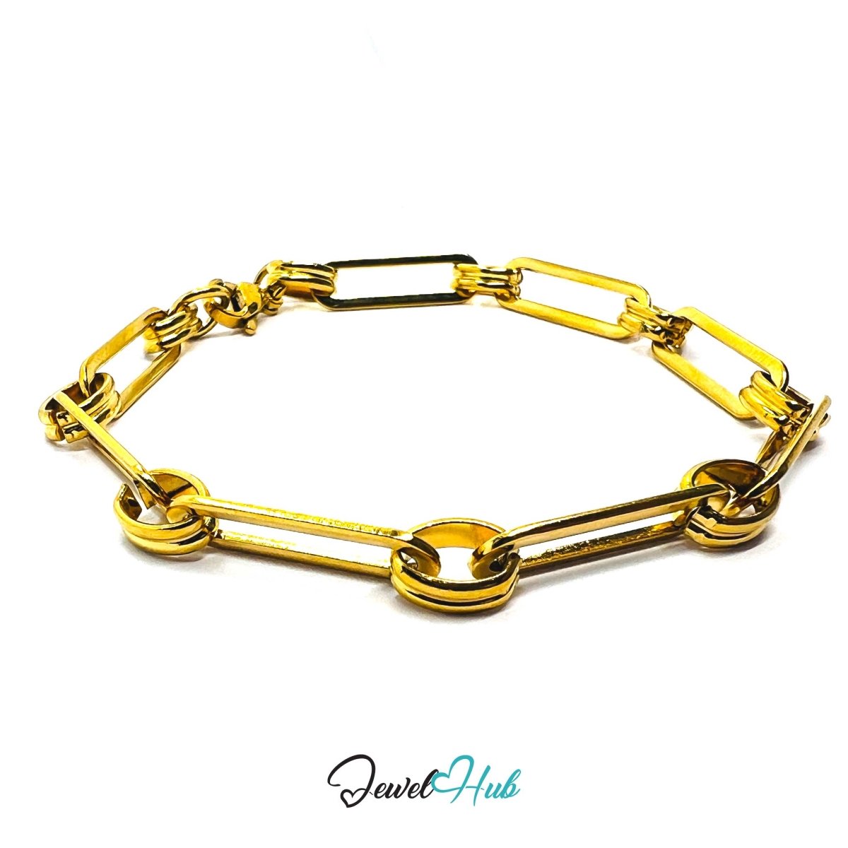 Stainless Steel MiniCharm™ Double bands Knot Paperclip Bracelet – Gold - JewelHub.co.uk