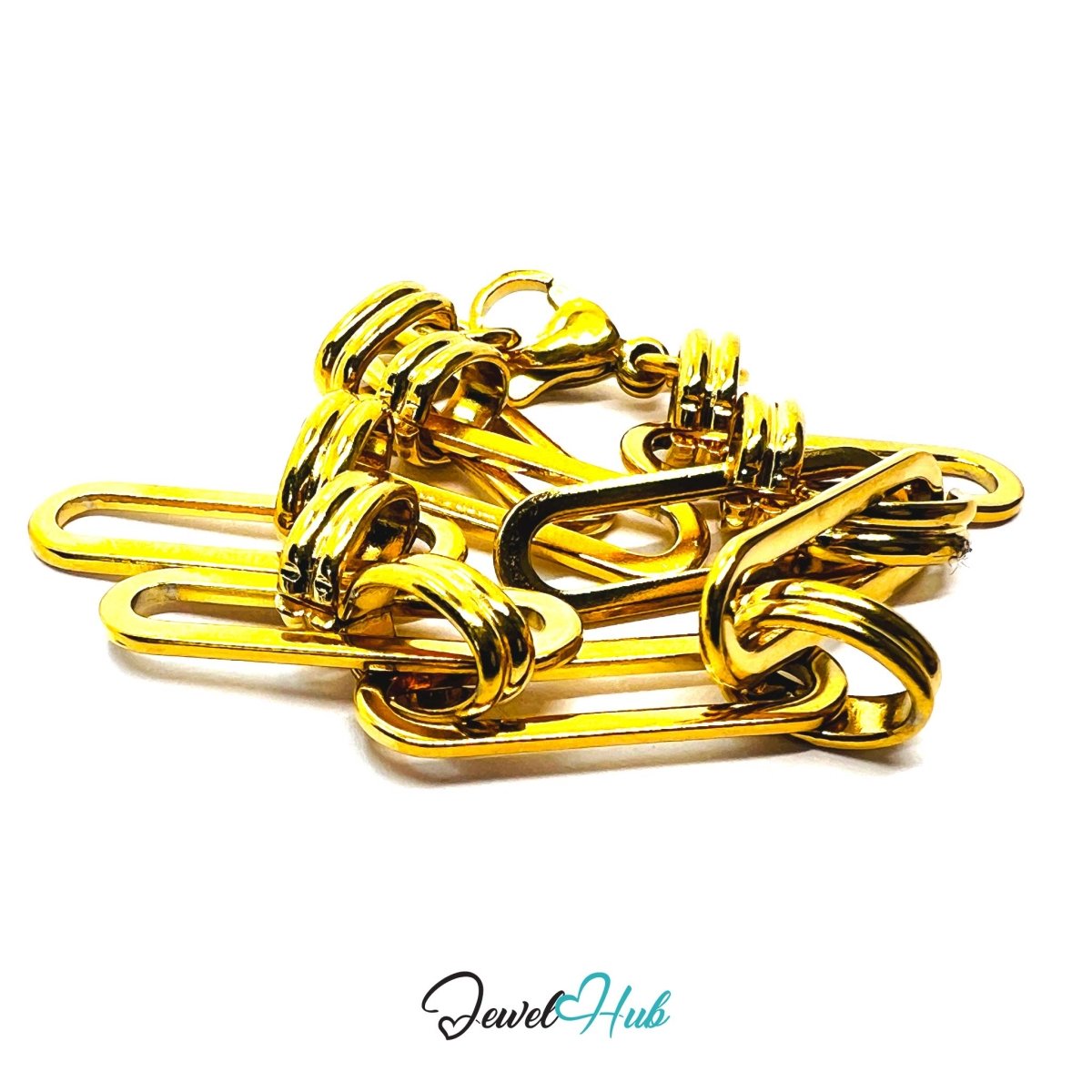 Stainless Steel MiniCharm™ Double bands Knot Paperclip Bracelet – Gold - JewelHub.co.uk