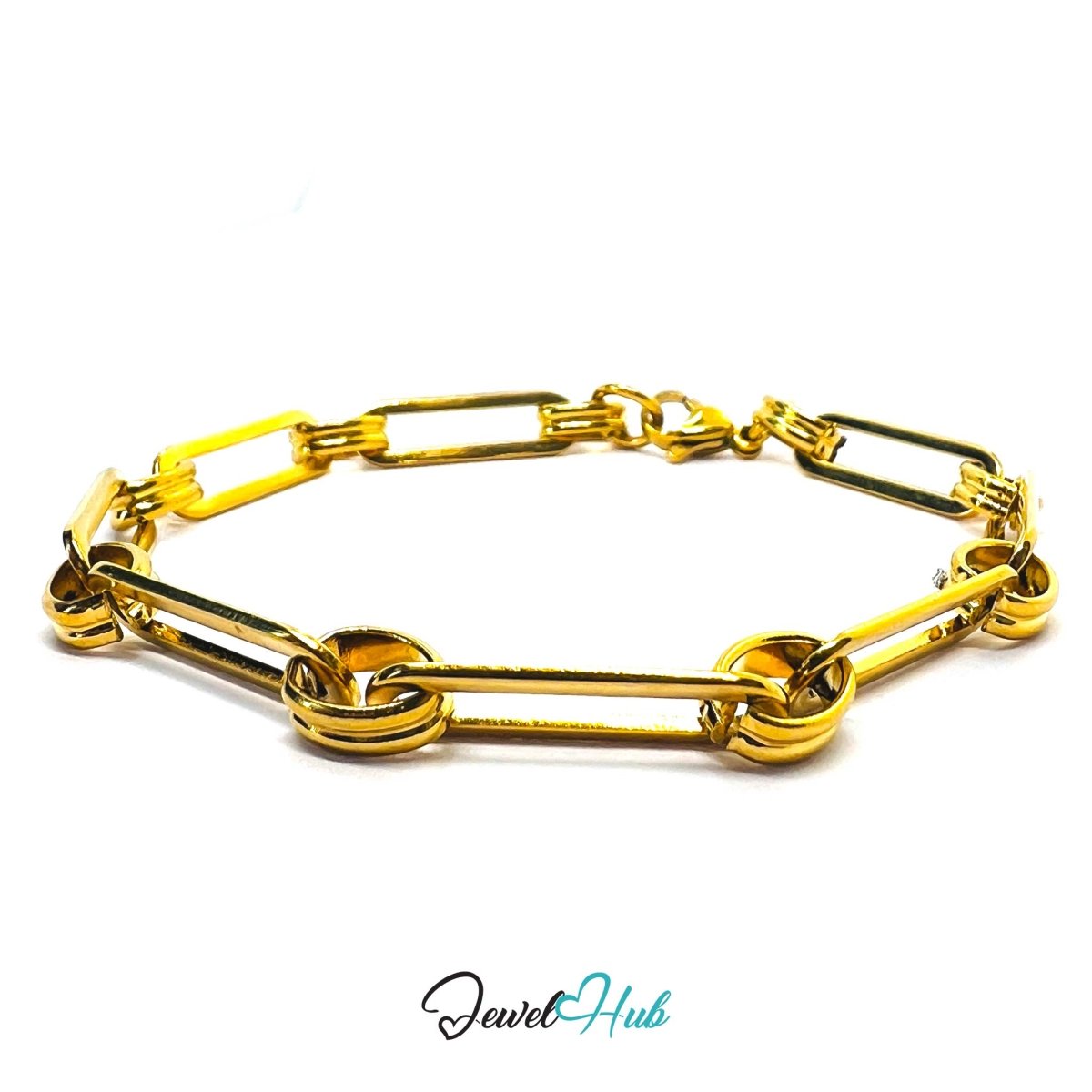 Stainless Steel MiniCharm™ Double bands Knot Paperclip Bracelet – Gold - JewelHub.co.uk