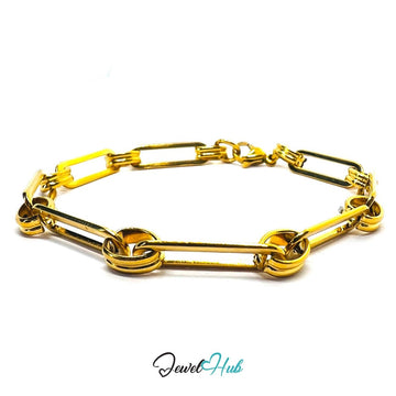 Stainless Steel MiniCharm™ Double bands Knot Paperclip Bracelet – Gold - JewelHub.co.uk