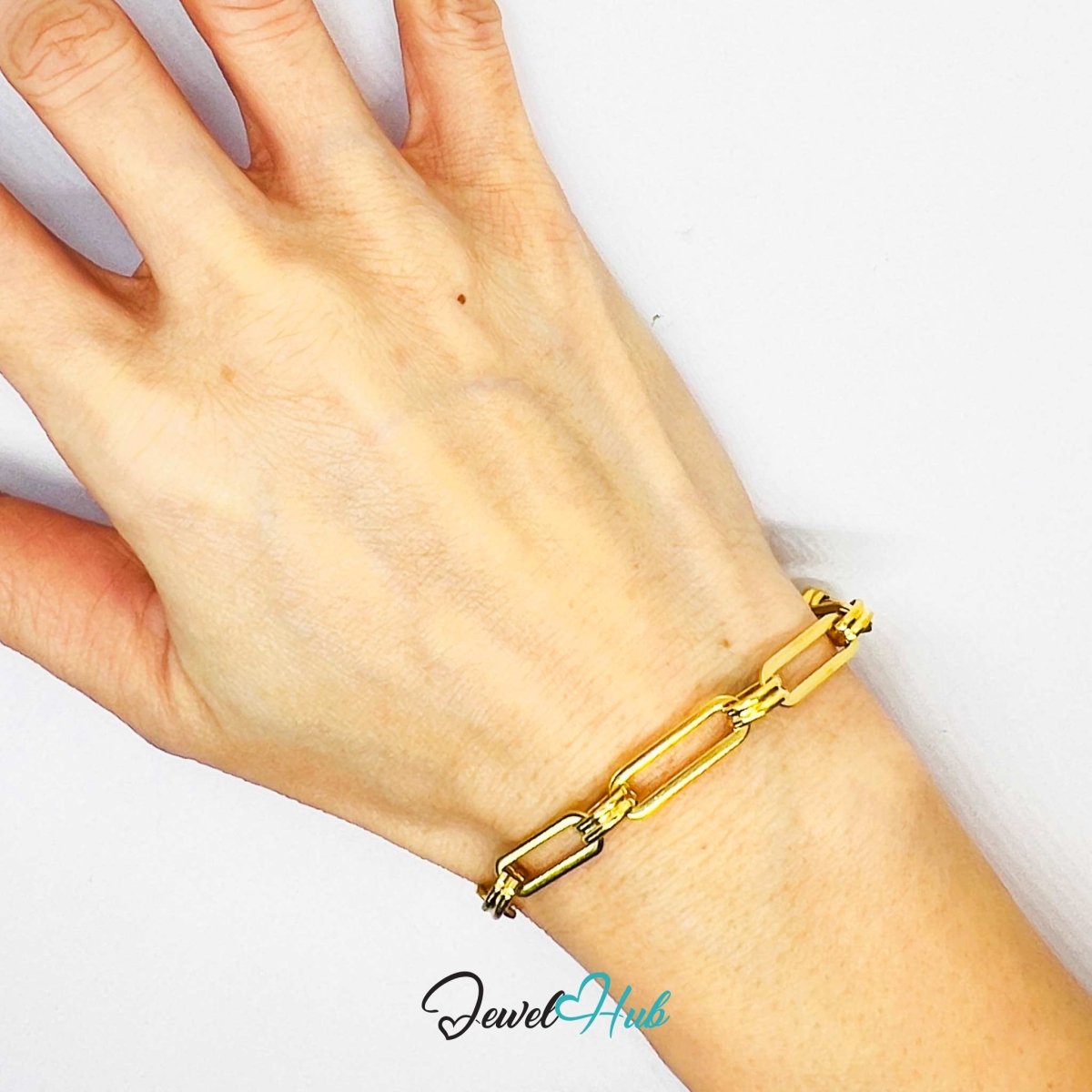 Stainless Steel MiniCharm™ Double bands Knot Paperclip Bracelet – Gold - JewelHub.co.uk