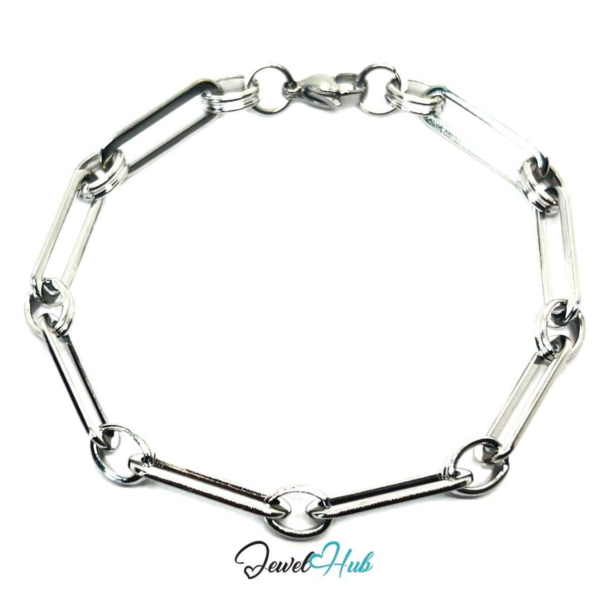 Stainless Steel MiniCharm™ Double Knot Paperclip Bracelet – Silver - JewelHub.co.uk