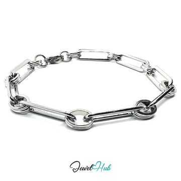 Stainless Steel MiniCharm™ Double Knot Paperclip Bracelet – Silver - JewelHub.co.uk
