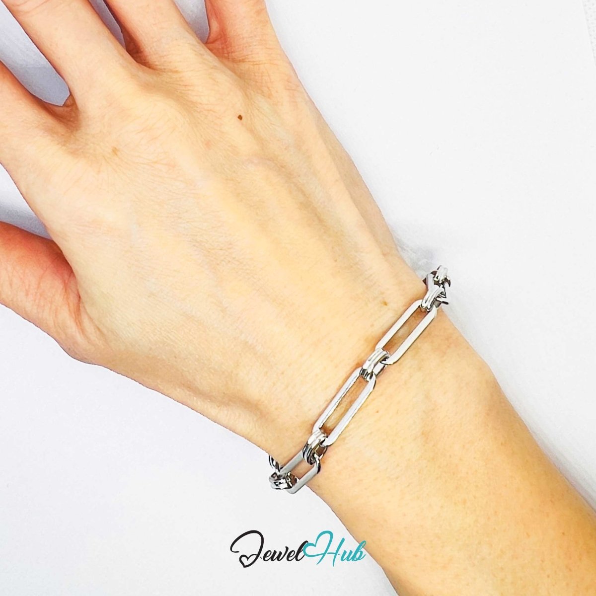 Stainless Steel MiniCharm™ Double Knot Paperclip Bracelet – Silver - JewelHub.co.uk