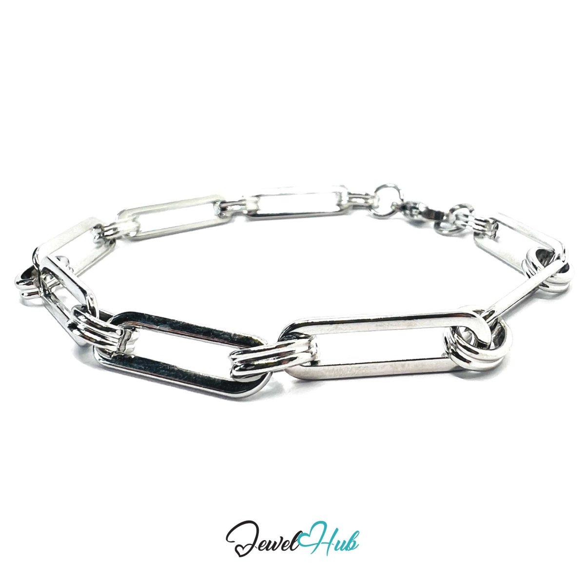 Stainless Steel MiniCharm™ Double Knot Paperclip Bracelet – Silver - JewelHub.co.uk