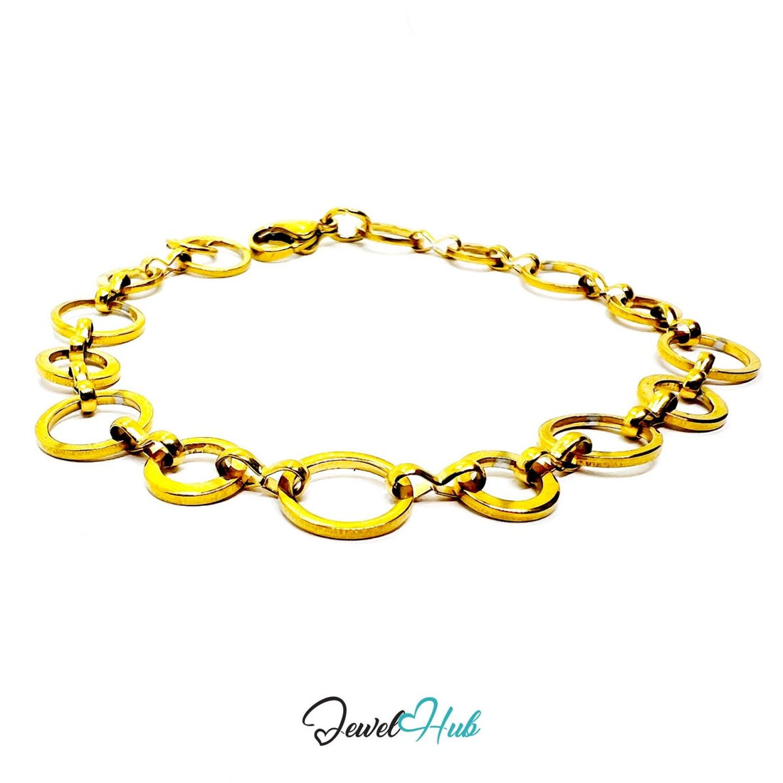 Stainless Steel MiniCharm™ Halo Orbit Circle Bracelet – Gold - JewelHub.co.uk