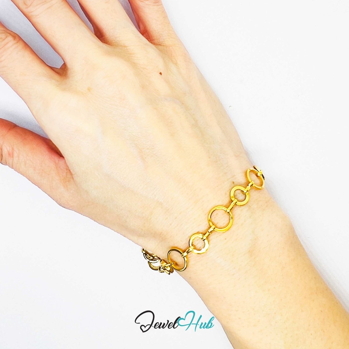 Stainless Steel MiniCharm™ Halo Orbit Circle Bracelet – Gold - JewelHub.co.uk