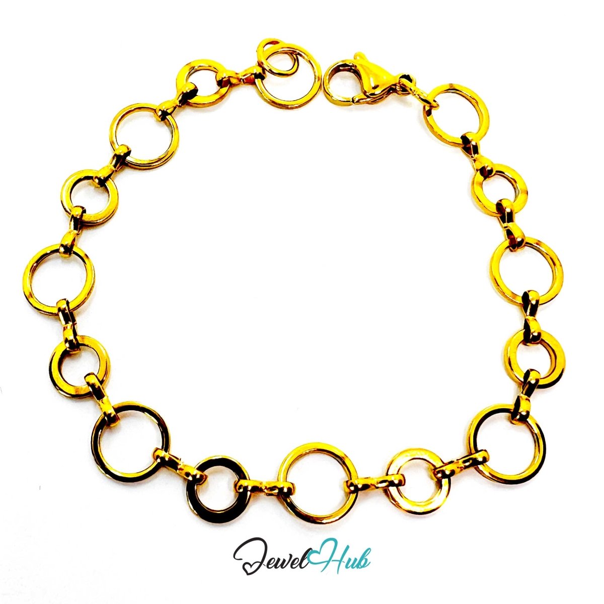 Stainless Steel MiniCharm™ Halo Orbit Circle Bracelet – Gold - JewelHub.co.uk