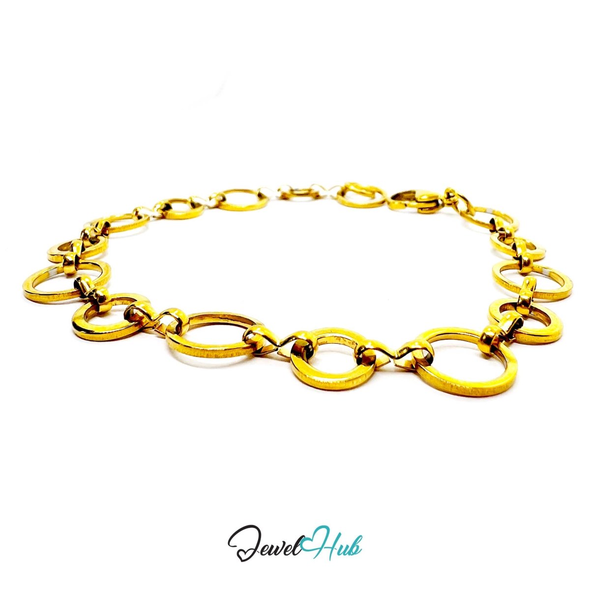 Stainless Steel MiniCharm™ Halo Orbit Circle Bracelet – Gold - JewelHub.co.uk