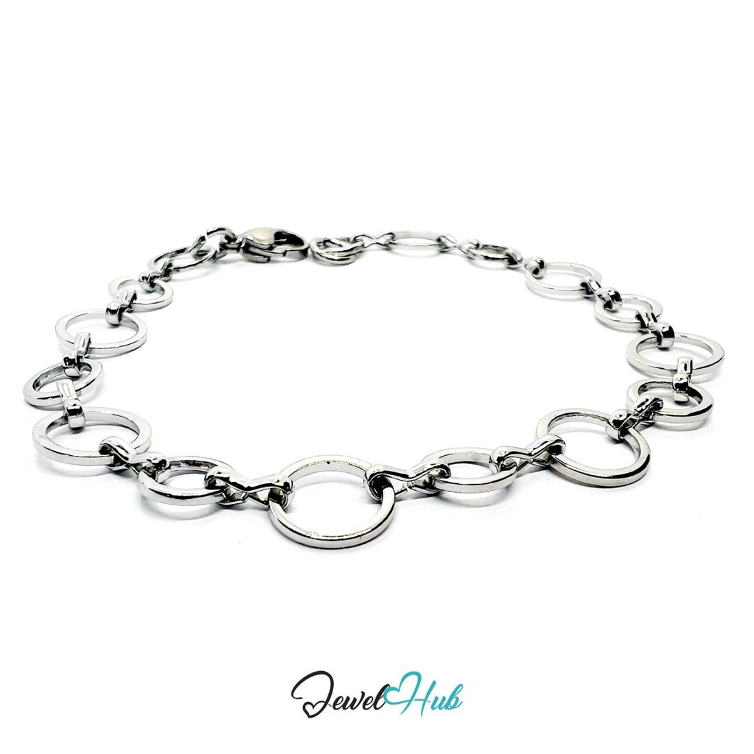 Stainless Steel MiniCharm™ Halo Orbit Circle Bracelet – Silver - JewelHub.co.uk