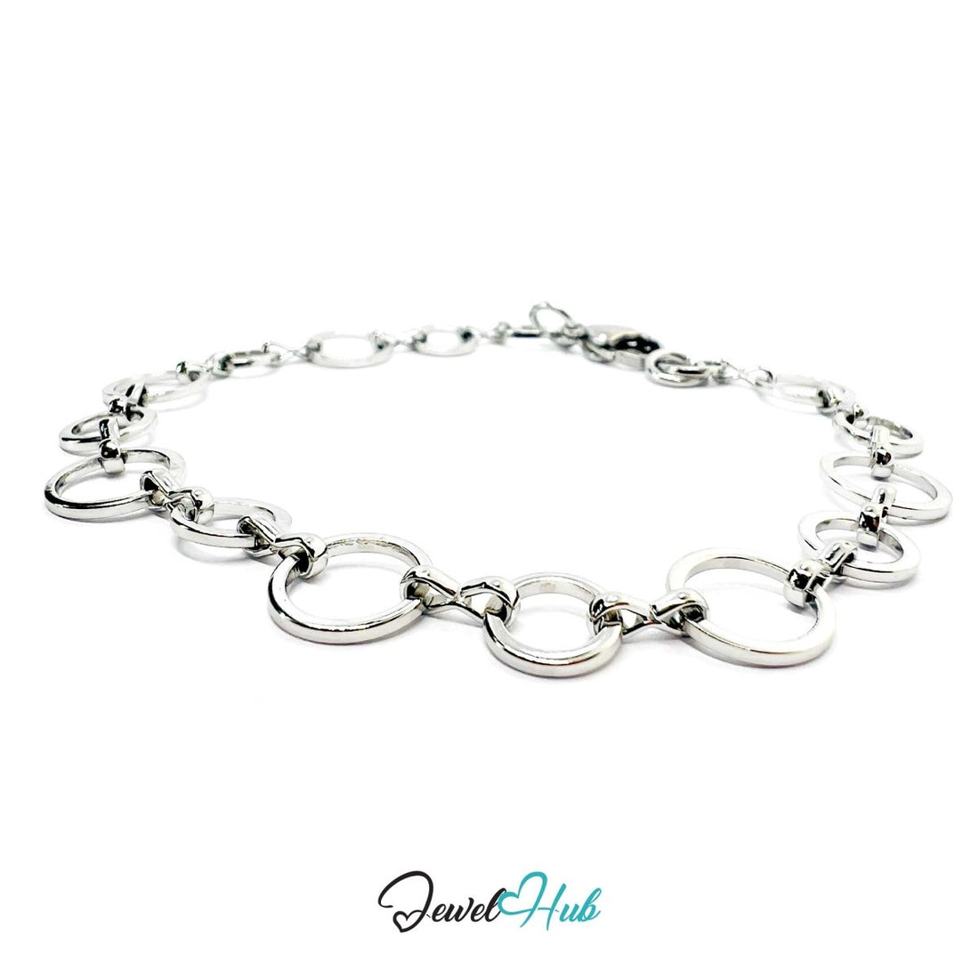 Stainless Steel MiniCharm™ Halo Orbit Circle Bracelet – Silver - JewelHub.co.uk