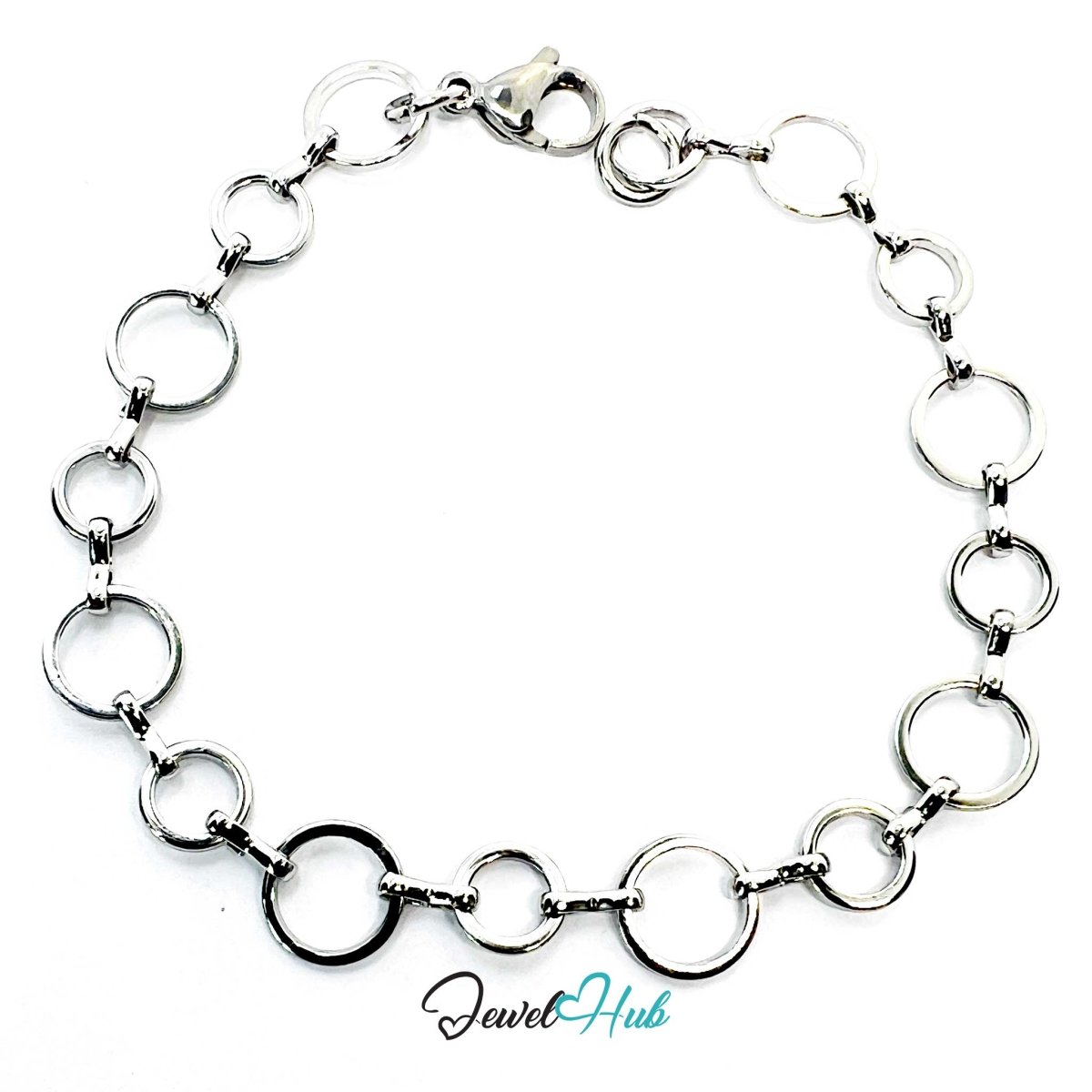 Stainless Steel MiniCharm™ Halo Orbit Circle Bracelet – Silver - JewelHub.co.uk
