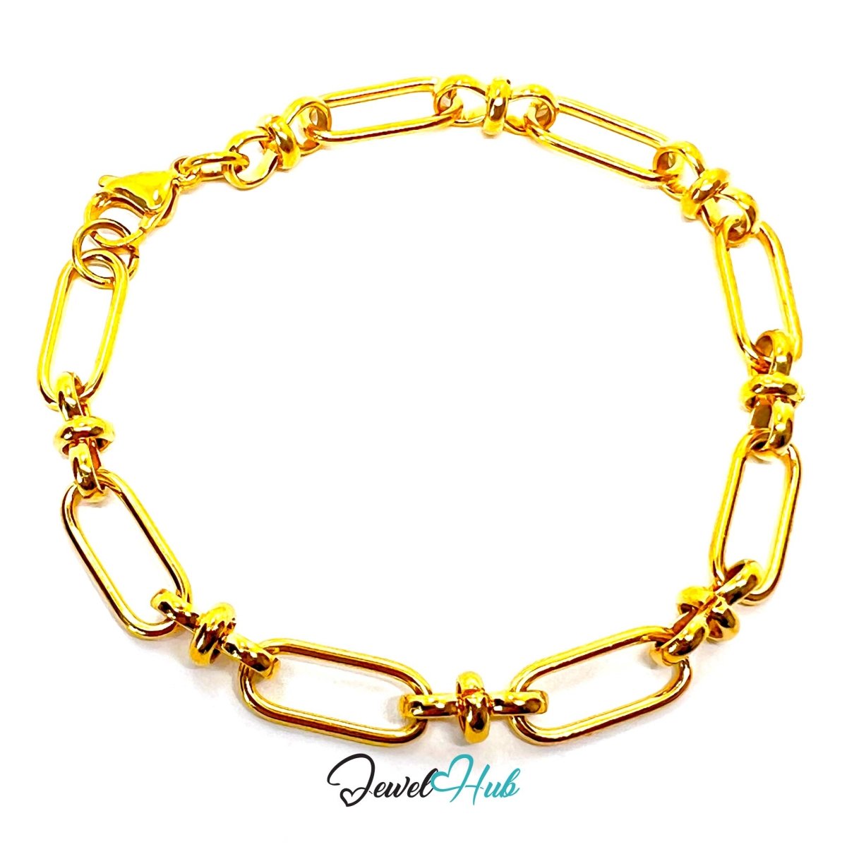 Stainless Steel MiniCharm™ Knot Paperclip Bracelet 18k Gold - Plated - JewelHub.co.uk