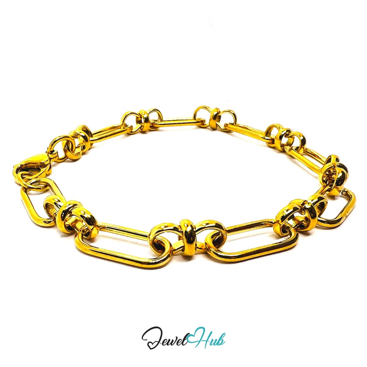 Stainless Steel MiniCharm™ Knot Paperclip Bracelet 18k Gold - Plated - JewelHub.co.uk