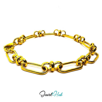 Stainless Steel MiniCharm™ Knot Paperclip Bracelet 18k Gold - Plated - JewelHub.co.uk