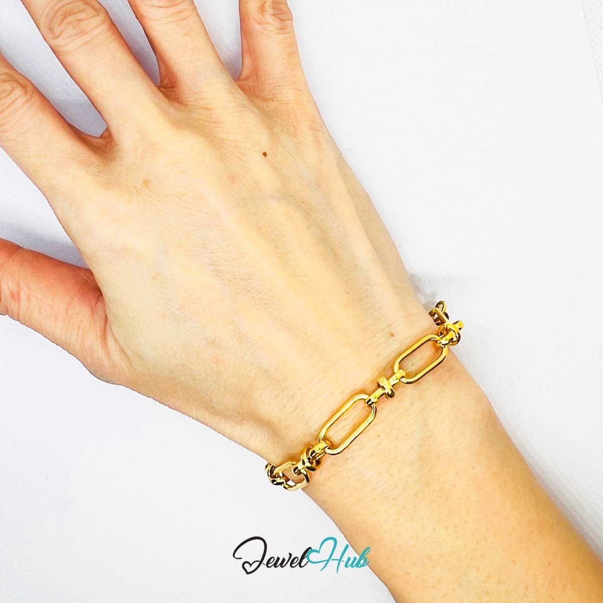 Stainless Steel MiniCharm™ Knot Paperclip Bracelet 18k Gold - Plated - JewelHub.co.uk