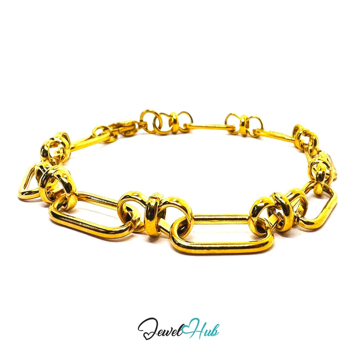 Stainless Steel MiniCharm™ Knot Paperclip Bracelet 18k Gold - Plated - JewelHub.co.uk