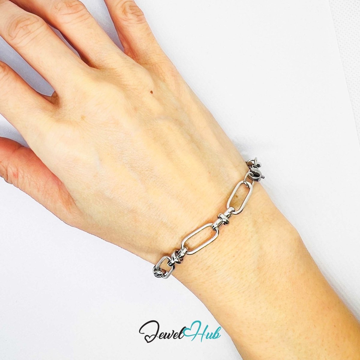 Stainless Steel MiniCharm™ Knot Paperclip Bracelet – Silver Plated - JewelHub.co.uk