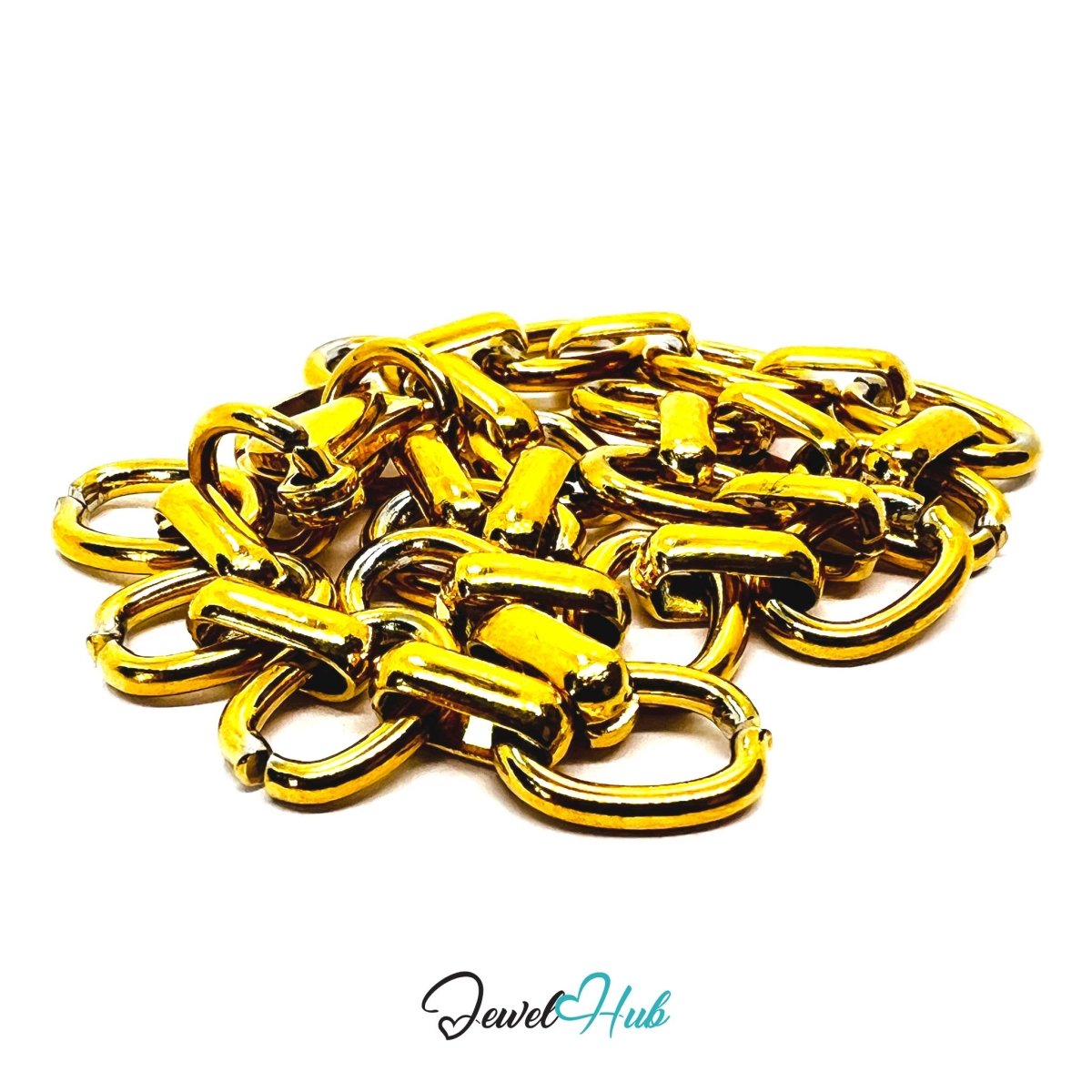 Stainless Steel MiniCharm™ Modern Oval Link Chain Gold Bracelet - JewelHub.co.uk
