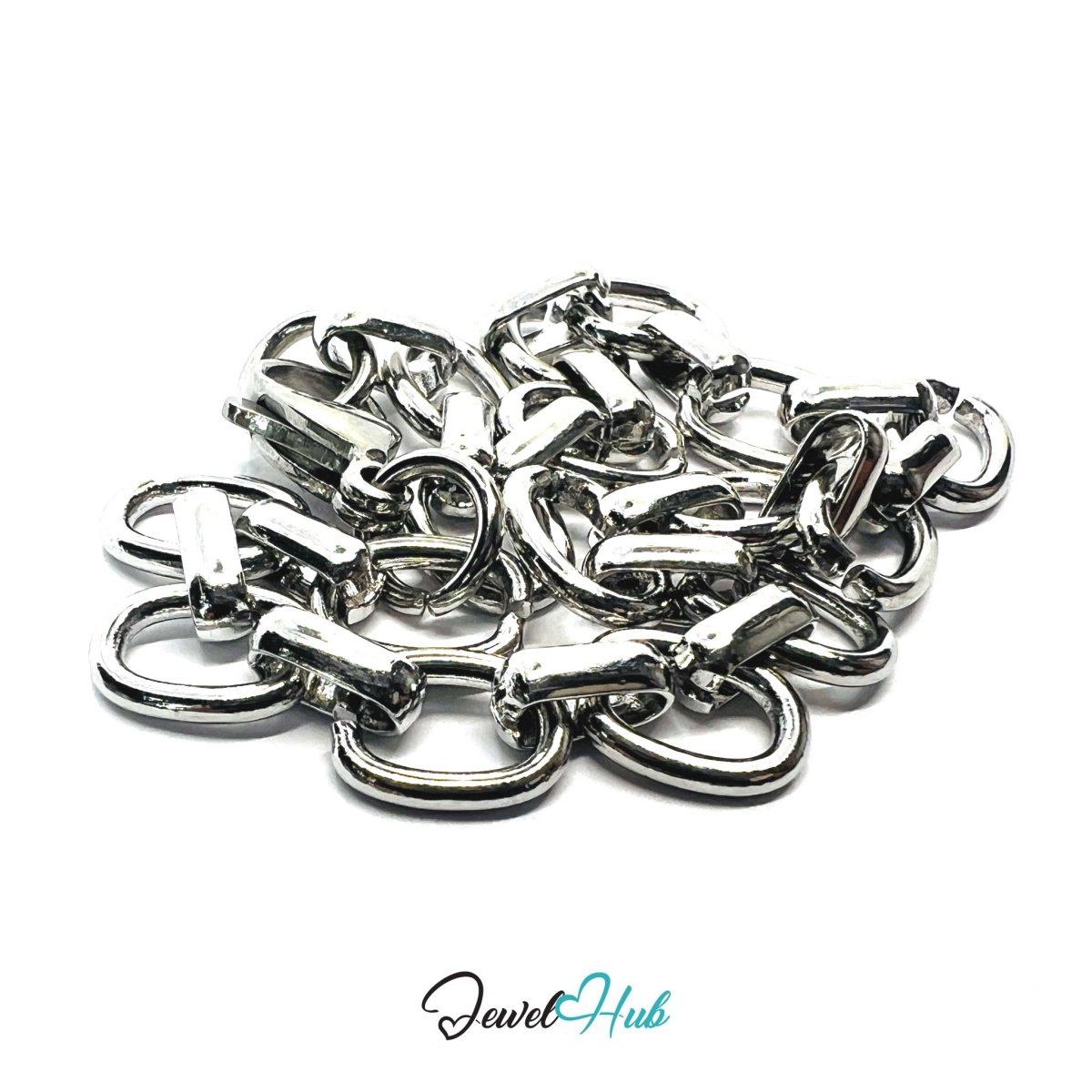 Stainless Steel MiniCharm™ Modern Oval Link Chain Silver Bracelet - JewelHub.co.uk