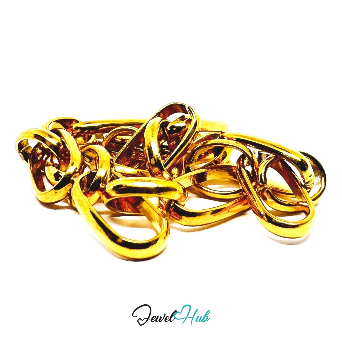 Stainless Steel MiniCharm™ Oval Loop Paperclip Gold Bracelet - JewelHub.co.uk