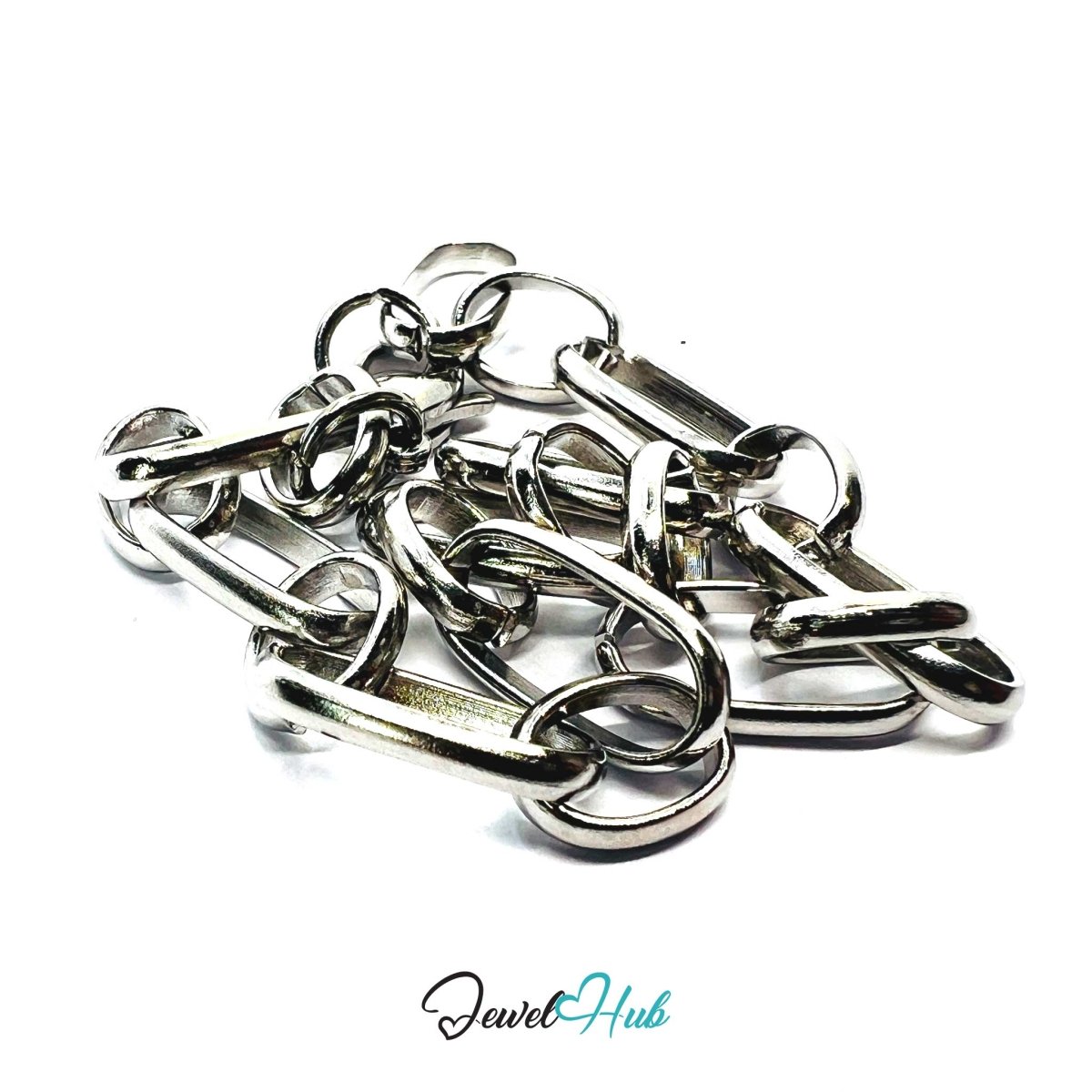 Stainless Steel MiniCharm™ Oval Loop Paperclip Silver Bracelet - JewelHub.co.uk