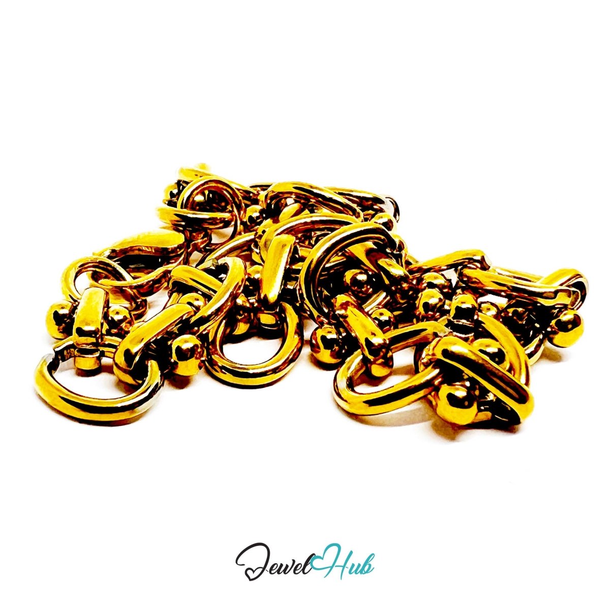 Stainless Steel MiniCharm™ Oval Orbit Link Gold Bracelet - JewelHub.co.uk