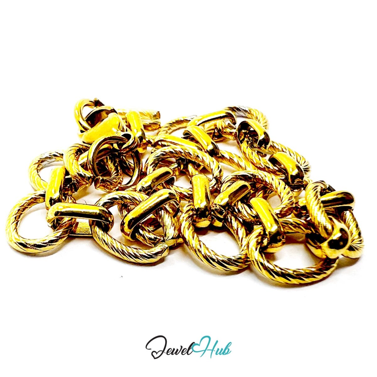 Stainless Steel MiniCharm™ Rope and Circle Link Gold Bracelet - JewelHub.co.uk