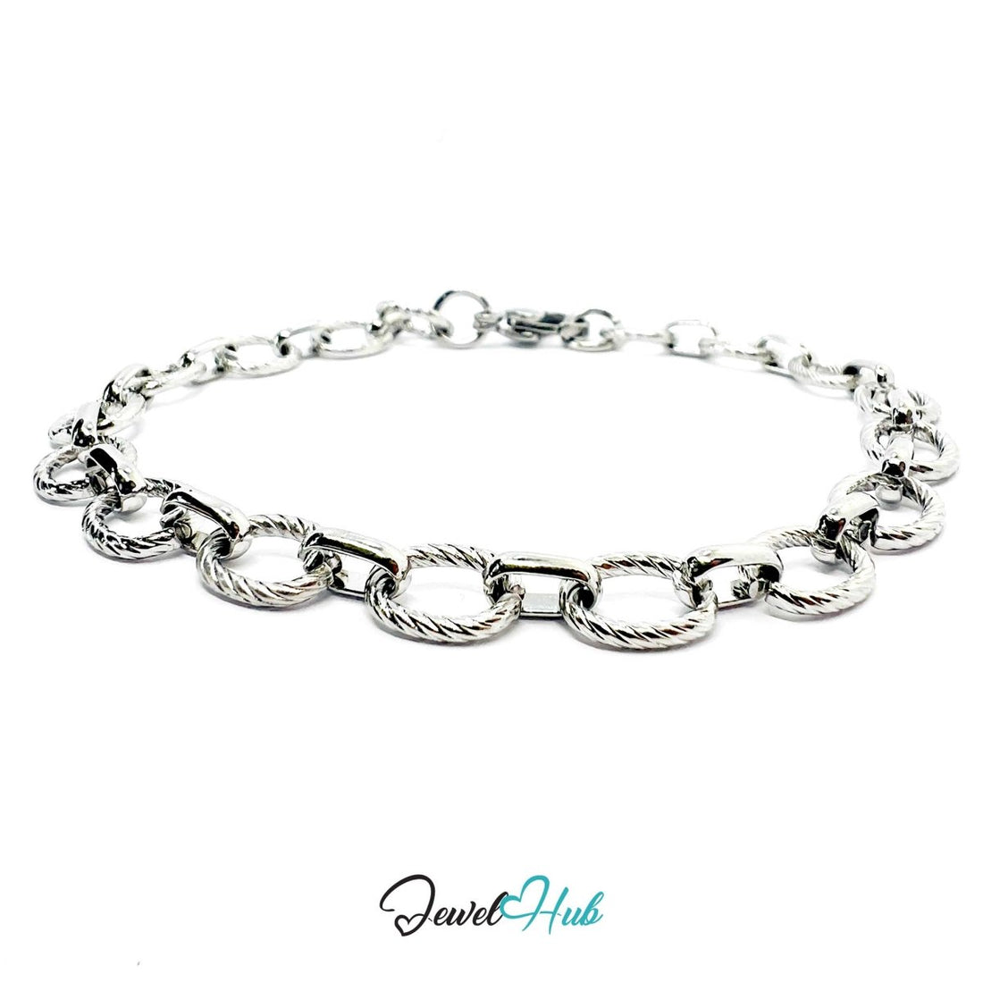 Stainless Steel MiniCharm™ Rope and Circle Link Silver Bracelet - JewelHub.co.uk