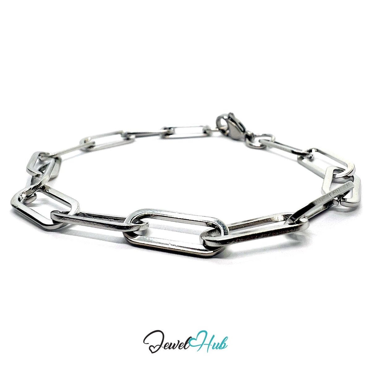 Stainless Steel MiniCharm™ Sleek Paperclip Bracelet – Silver - JewelHub.co.uk