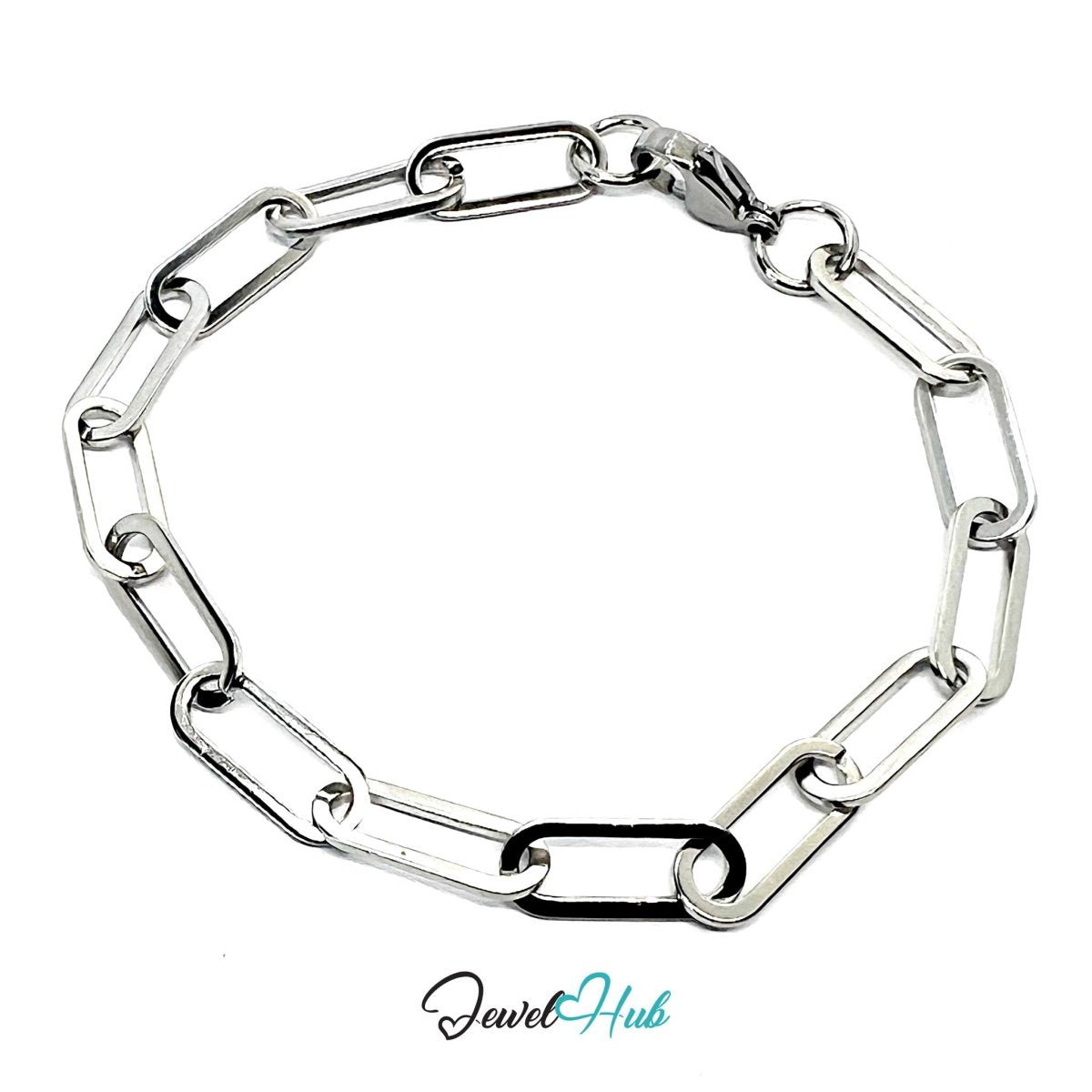 Stainless Steel MiniCharm™ Sleek Paperclip Bracelet – Silver - JewelHub.co.uk