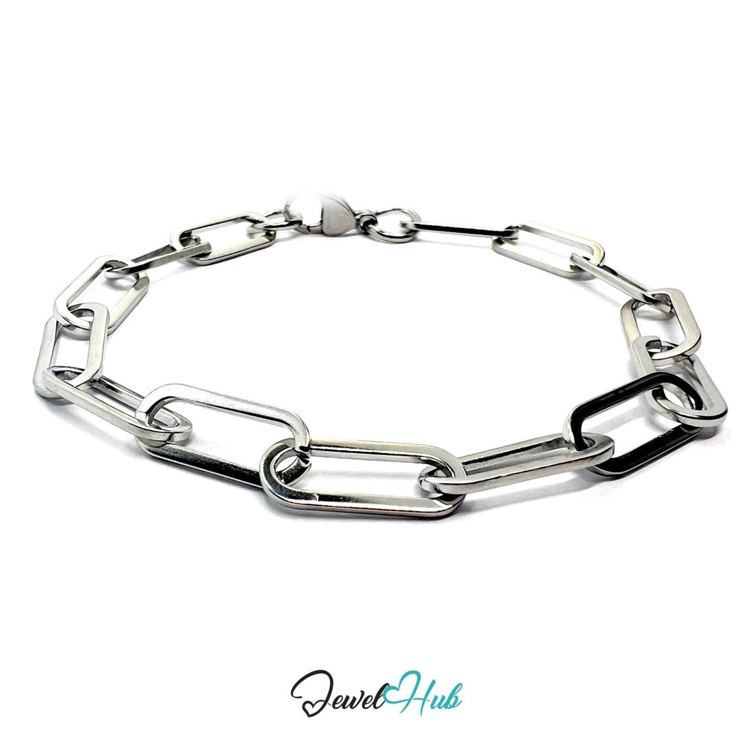 Stainless Steel MiniCharm™ Sleek Paperclip Bracelet – Silver - JewelHub.co.uk