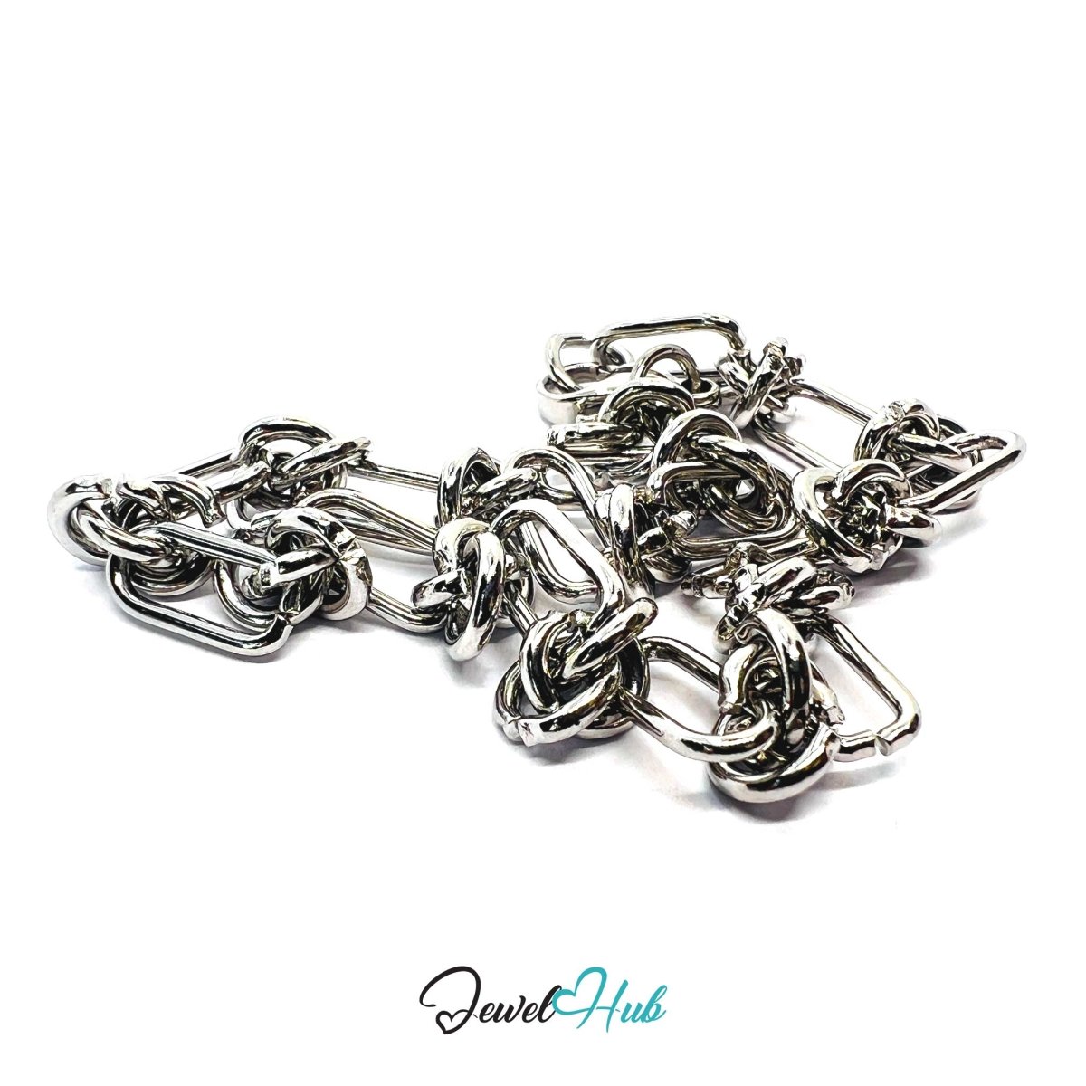 Stainless Steel MiniCharm™ Upgraded Double Knot Paperclip Silver Bracelet - JewelHub.co.uk