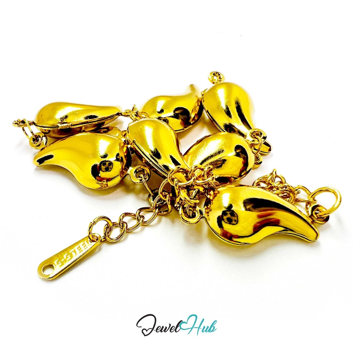 Stainless Steel Petite Flame Motif Gold Bracelet - JewelHub.co.uk