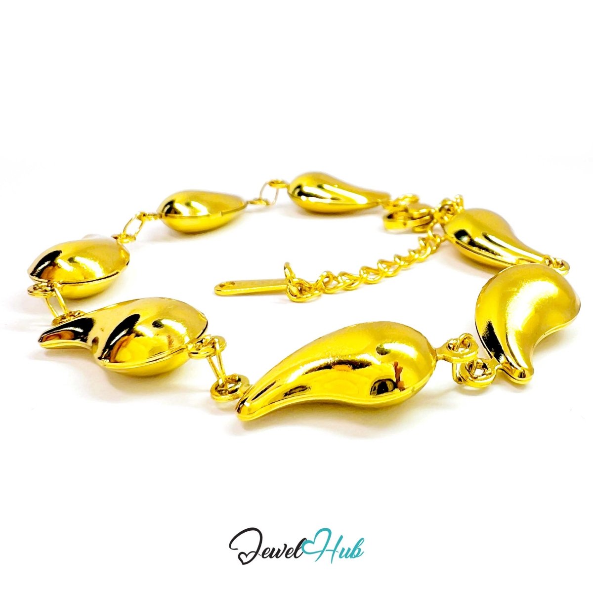 Stainless Steel Petite Flame Motif Gold Bracelet - JewelHub.co.uk