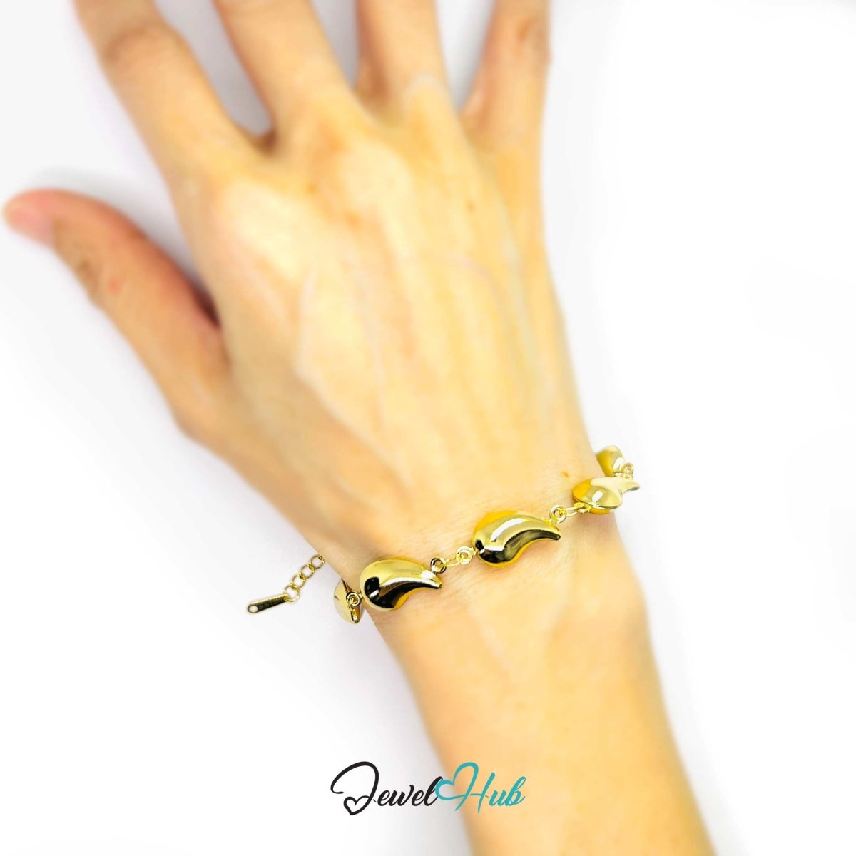 Stainless Steel Petite Flame Motif Gold Bracelet - JewelHub.co.uk